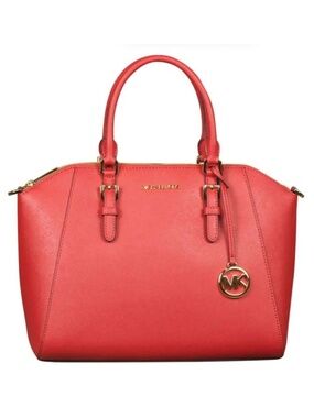 Michael Kors Large Ciara Top Zip Satchel in Flame